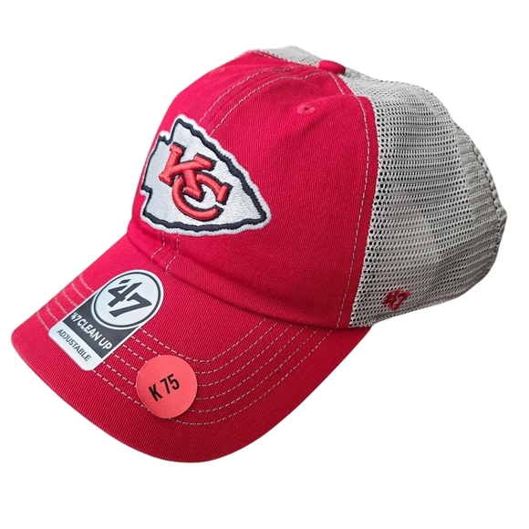 Kansas City Chiefs Red Trawler 47 Clean Up Trucker Adjustable Hat - Picture 2 of 8